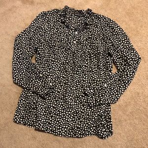 J. Crew Heart Print Long Sleeve Blouse